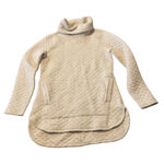 Duluth Trading Quilted Cowl Neck Tunic Sweater Beige XS High Low Hem Pockets Gray Photo 0