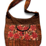 Handmade Boho Floral Embroidered Crossbody Bag Brown Red Patchwork Sling Purse Photo 0