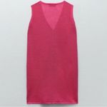 ZARA LINEN KNIT WAISTCOAT TUNIC VEST BUTTONED CARDIGAN SLEEVELESS SZ S OVERSIZED Photo 4