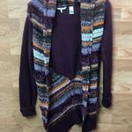 BKE  Size Small Crochet Open Front Cardigan Sweater Combination Deep Burg… Photo 0