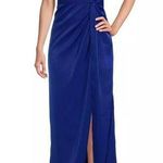 Liv Foster Charmeuse One Shoulder Satin Evening Gown Blue Womens Size 2 Photo 0