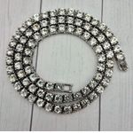 Silver Tone High Quality Crystal Tennis Style Necklace Long 20" Collar Formal Photo 6
