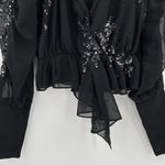 LPA Cara Embellished Sequin Blouse Top Black Long Sleeves Women’s Size Small Photo 4