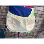 one piece swimsuit color blocked stripe ribbed blue white neon green 1990s Size L Photo 7