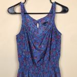 Gap Women’s Boho Cottagecore Floral Print Scoop Neck Blue Sleeveless Tier Dress Photo 1