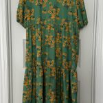Green and Yellow Floral Midi Dress Size M Photo 2