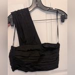 ALC Frank A.L.C. Women's Black One Shoulder Pleated Apollo Crop Top Size 10 NEW Photo 0