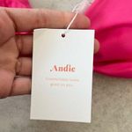 ANDIE NWT Swim Santorini Top Neon Pink Small Bikini Triangle Knot Front Tanning Photo 2