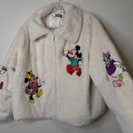 Disney Parks Mickey Mouse & Friends Cream White Faux Fur Zip Up Jacket Photo 11