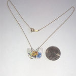 Vogue Brand Vintage Enamel Butterfly Dainty Pendant Gold Tone Chain Necklace Photo 2
