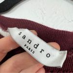 Sandro  Paris Grey Red Lace Crew Neck Sweatshirt Womens S Preppy Casual Pullover Photo 4