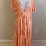 Torrid Peach Tie Dye Clip Dot Kimono Photo 0