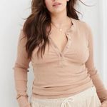 Aerie  Road Trip Long Sleeve Henley Ribbed Shirt Size M Photo 0