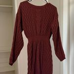 SHEIN Cable Knit Drop Shoulder Sweater Dress Red Size undefined Photo 2