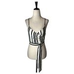 Alice + Olivia  Shirt Women 4 Black White Rayna‎ Variegated Stripe Cropped Top Photo 1