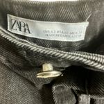 ZARA Black Ultra High Rise Button Fly Raw Hem Mom Jeans Shorts Photo 3