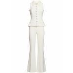 Self Portrait White Sleeveless Vest Blazer Crystal Embellished Buttons US 8 Photo 2