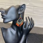 African Handmade Earrings Orange Photo 1