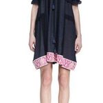 Chloé NEW NWT Chloe Off The Shoulder Contrast Hem Dress In Navy & Pink Photo 0
