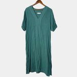 LAKEGauze Caftan Dress Large Cyprus Green Maxi Cotton V Photo 2