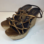 Donald J. Pliner Women’s Shaba Bronze Straps Platform Wedge Sandals Size 7.5 Gold Photo 0