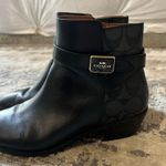 Coach  Black Logo Leather Dean Boots Size 7.5 $295 Photo 2