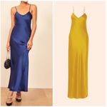 Reformation  Genevieve Dress in shiny pale blue/ shiny grey NWT Photo 5