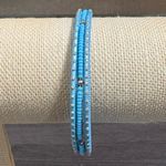 Blue Beaded Crystal Bangle Bracelets Size 8 Photo 1