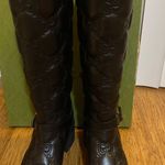 Gucci Women's Black GG Matelasse Lug Sole Leather Boots Photo 10