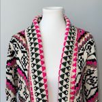 Tea N Rose Pink and Black Aztec Open Front Women's Long Cardigan Sweater M/L Photo 1