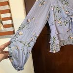 Intermix | Lavender Purple Floral Silk Ruffled Babydoll Shirt tie bust | size 8 Photo 3