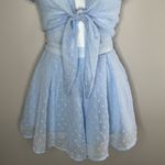 Lucy in the Sky  Blair Romper Small Blue‎ Swiss Dot Sheer Ruffle Tie Front Cute Photo 5