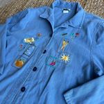 American Vintage Embroidered denim cottagecore button up with bunny and vegetables Photo 4