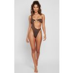 ADORA SWIM Adora One Shoulder Swim, Brown, Medium Brown Photo 3