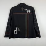 Allison Daley Jacket Women's Black Small Petite Animal Print Embroidered Safari Photo 1