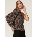 Saylor  Yael  one-shoulder top in a black and pink  floral print. Size XS Photo 1