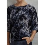 Pure Jill Tie Dye Velvet Oversized Relaxed Fit Short Sleeve Top XL Black Photo 1