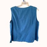 Erika Dusty Blue Linen Embroidered Sleeveless Shell Tank Top Size L Cottagecore Photo 5