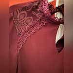 Madison Leigh  Lace Cutout Mock Neck Burgundy Wine Mini Dress Photo 7