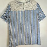Karl Lagerfeld  Paris Laced striped light blue‎ and white blouse small Photo 4