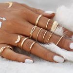 12 Piece Boho Style Stack Ring Set Gold Photo 0