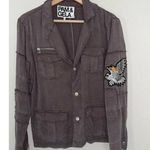 Pam & Gela  Tencel Twill Utility Cargo Jacket S Embroidered Eagle Patch Photo 0
