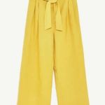 ZARA Yellow Linen Wide Leg Paper Bag Cropped Palazzo Pants sz XS Photo 9
