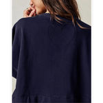 NEW Crew Neck Pullover Oversized Sweatshirt Mini Dress XS Blue Photo 1