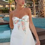 ZARA  Floral White Strapless Dress Photo 2
