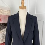 Massimo Dutti NEW Cool Wool Blend Single-Breasted Blazer Navy Blue Sz 4 Photo 2