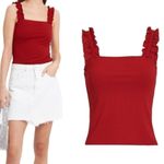 Intermix Ivy Ruffle Tank Red Y2K Boho Style Photo 7