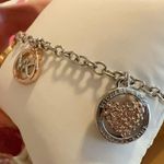 Michael Kors  bracelet sliver tone 5 charms diamonds paved hearts rose gold Photo 7