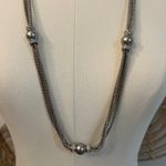 Y2K GL Paris Silver Mesh Rhinestone Bead Necklace Vintage Guy Laroche Style Photo 2