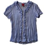 Sunny Leigh Women's Blue Y2K Crinkle Blouse Size Medium Petite Photo 0